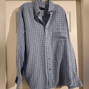 Bugatchi Blue Plaid Casual Button-Down Shirt